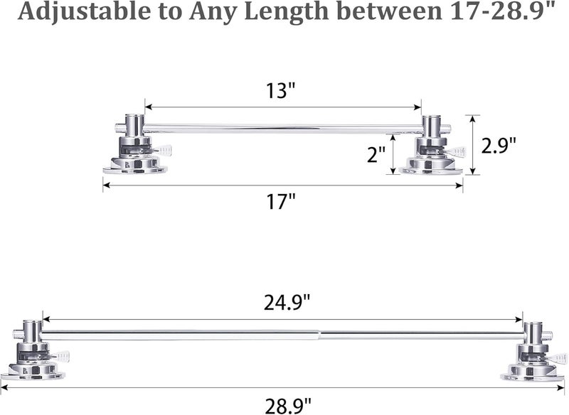 Sneatup Suction Cup Extendable 17-29" Stainless Steel Towel Bar (Chrome Plating) - Image 5